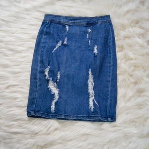 Litz Jean Skirt Size Small Denim Distressed Women